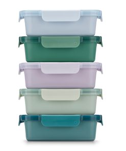 Color Lock®  Ceramic Coated Glass Food Storage. Set of 5